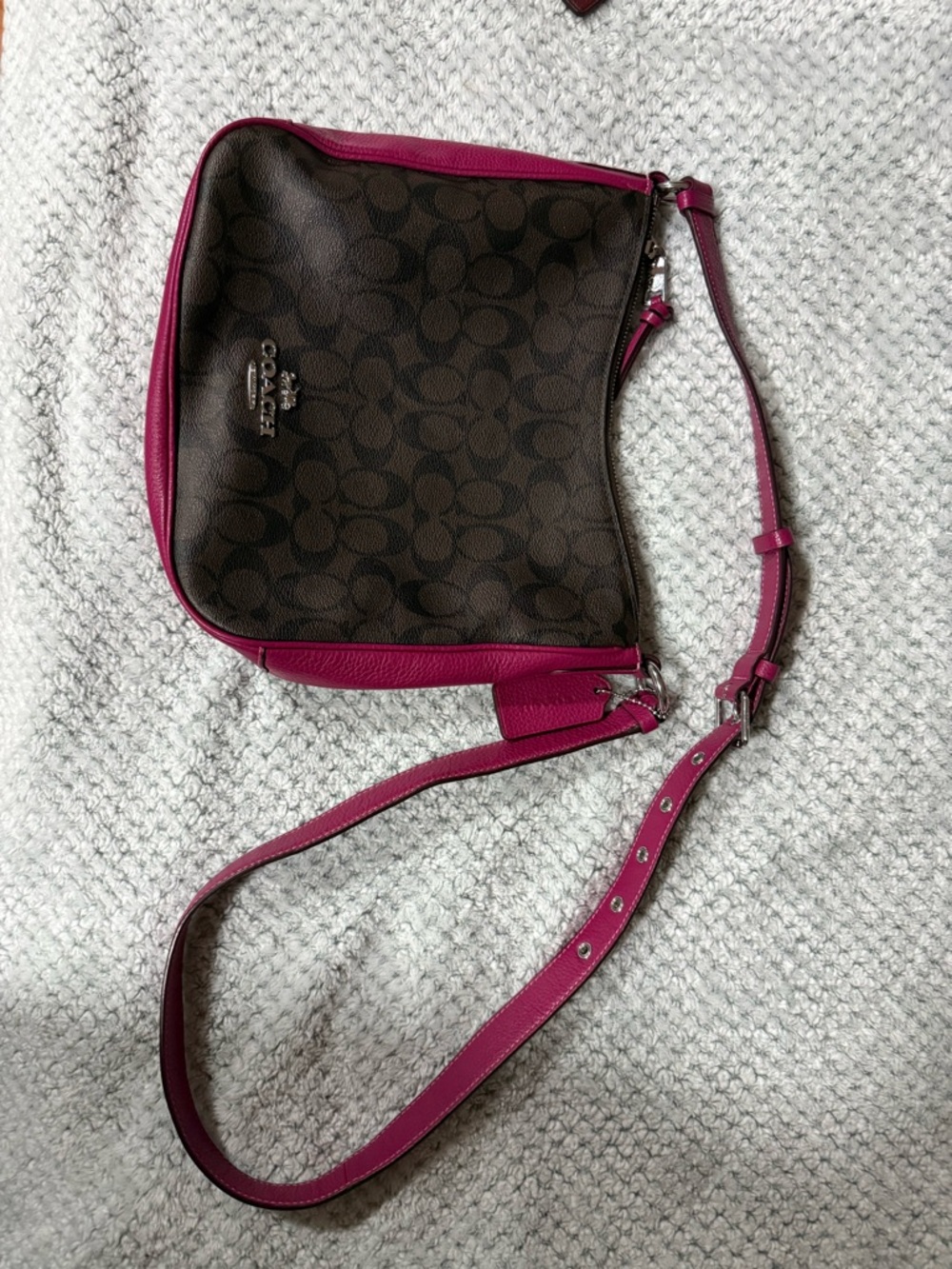 Coach Ellie File Bag Signature Canvas Crossbody Brown Violet